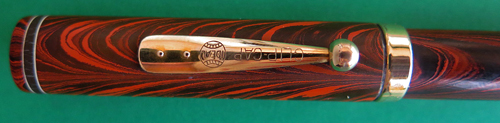 WATERMAN'S No. 7 FOUNTAIN PEN IN RED RIPPLE WITH BROAD FLEXIBLE NIB.